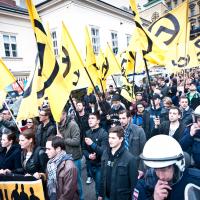 Am 17.5.2014 marschierten etwa 100 Identitäre durch die Wiener Innenstadt. Foto: Christopher Glanzl
